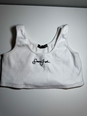 Missguided White Ribbed Cropped Tank Top